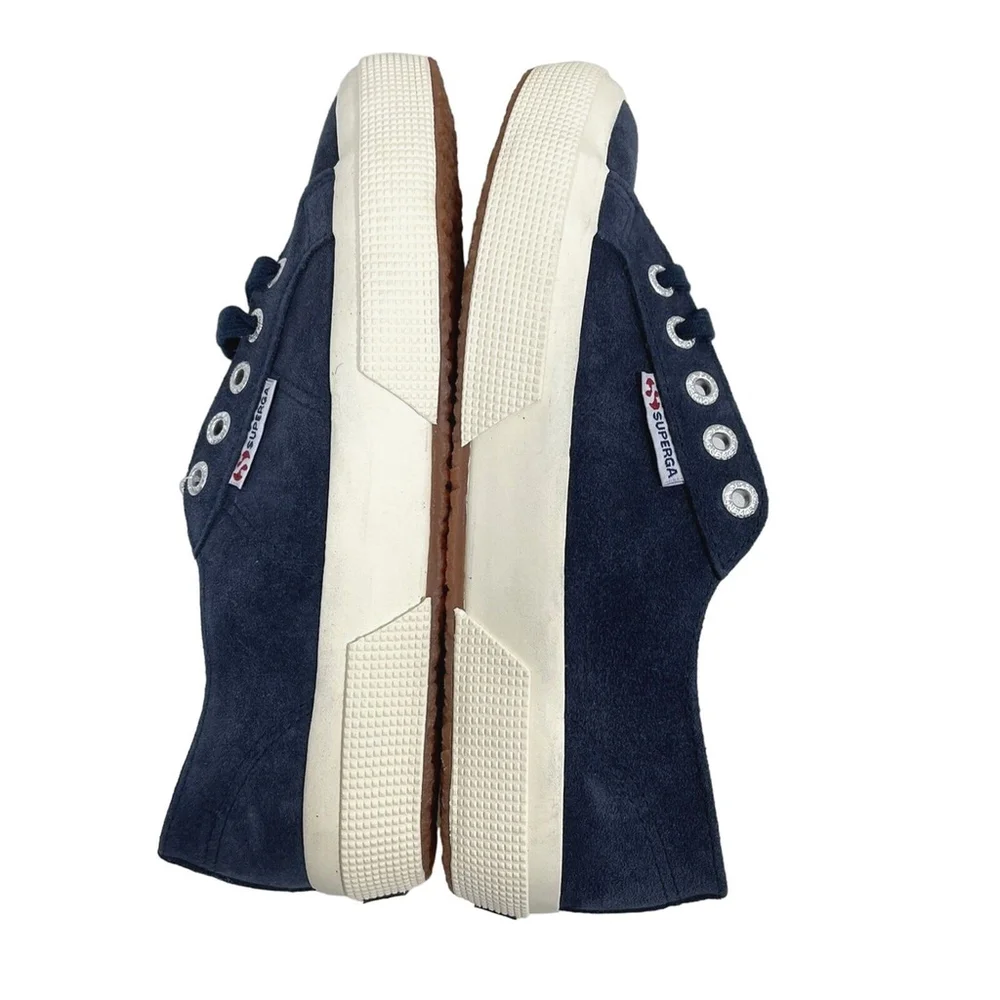 NWOT Superga Sneakers Low Top Suede Midnight Blue Lace Up USA W6 M4.5 Unisex